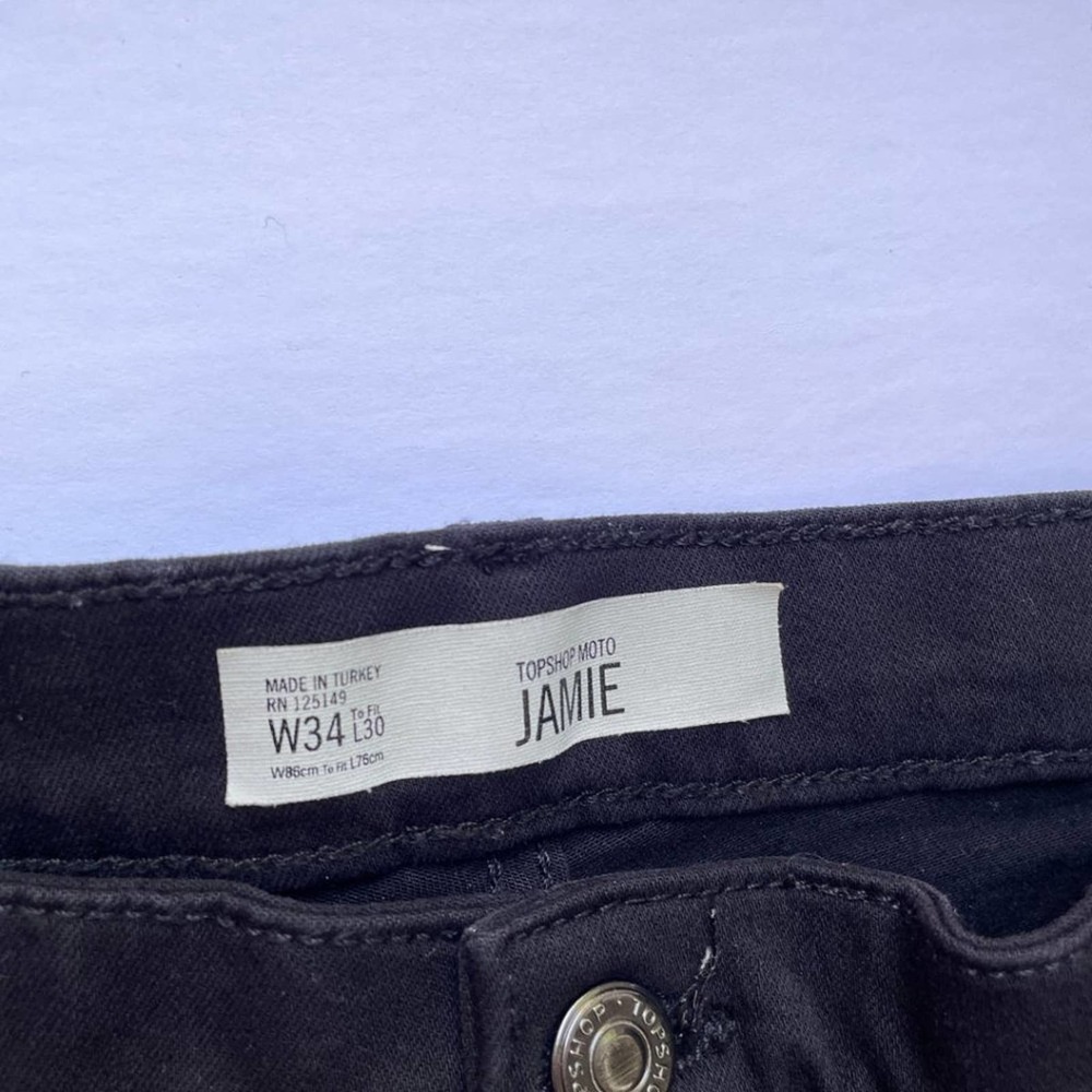 TOPSHOP Moto Jamie Petite High Waist Black Jeans W34L30 - Picture 8 of 12